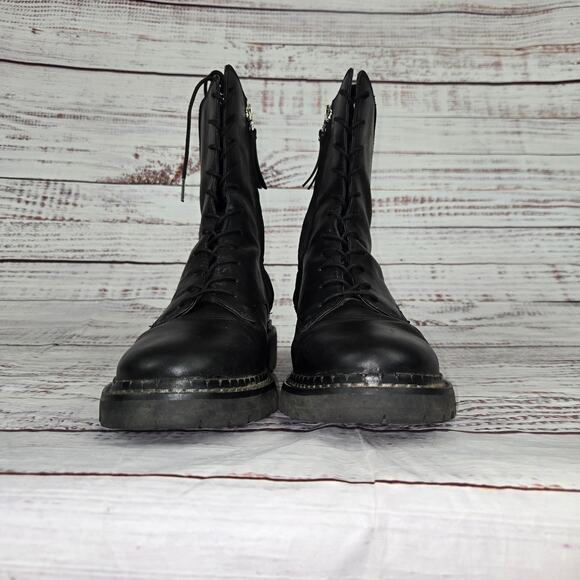 Sam Edelman Lex Combat Boots Womens 8.5 Black Leather Lace Up Lug Sole Gorpcore - Picture 4 of 8